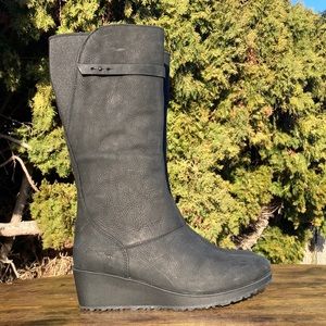 Eddie Bauer Black Zip Up Wedge Fleece Lined Boots Women’s Size 10
